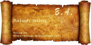 Balogh Anina névjegykártya